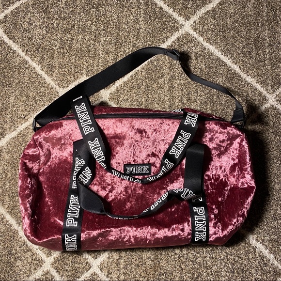 PINK Victoria's Secret Handbags - RARE Victoria Secret Pink Velvet Duffel Bag